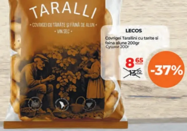 Covrigei Lecos Tarallini cu tărâțe și făină de alune, 200 g