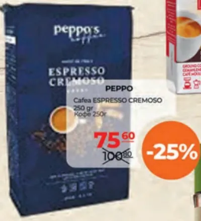 Peppo Cafea Espresso Cremoso, 250 g