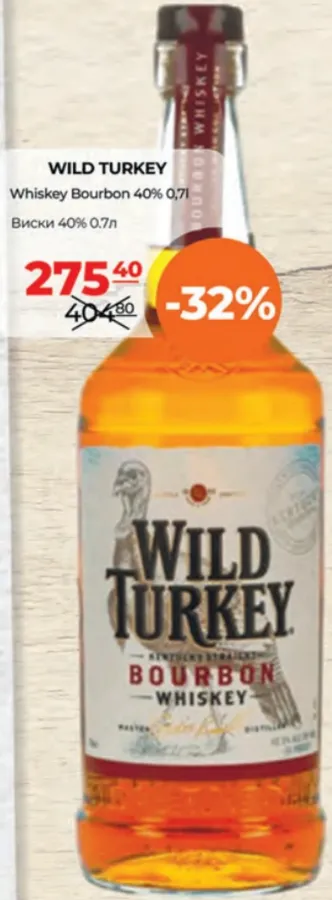 Wild Turkey Виски бурбон 40%, 0.7 л