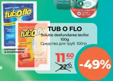 Tub O Flo Soluție pentru desfundarea țevilor, 100 g