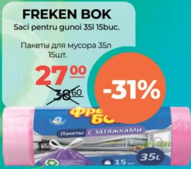 Freken Bok Saci pentru gunoi, 35 l, 15 buc.