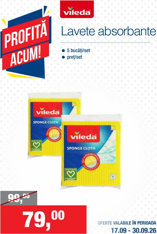 Lavete absorbante Vileda, 5 bucăți/set