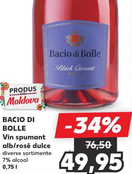 Vin spumant alb/rosé dulce Bacio di Bolle, 0,75 l